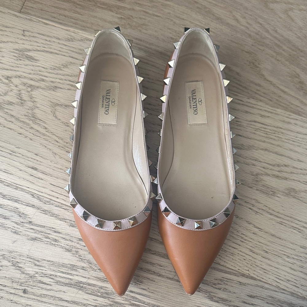 Valentino Women's Brown Studded Flats